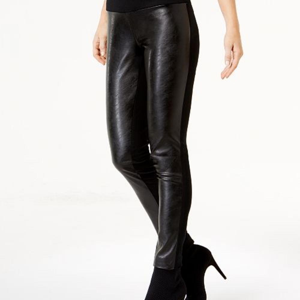 Black pants non leather front.